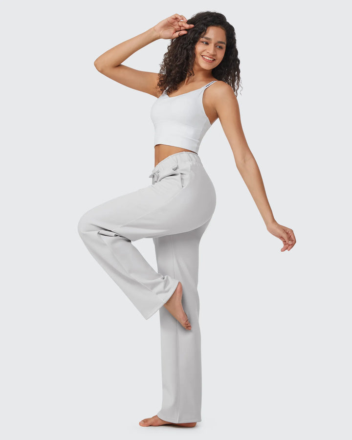 Pantaloni da donna foderati in pile, vestibilità casual, con coulisse