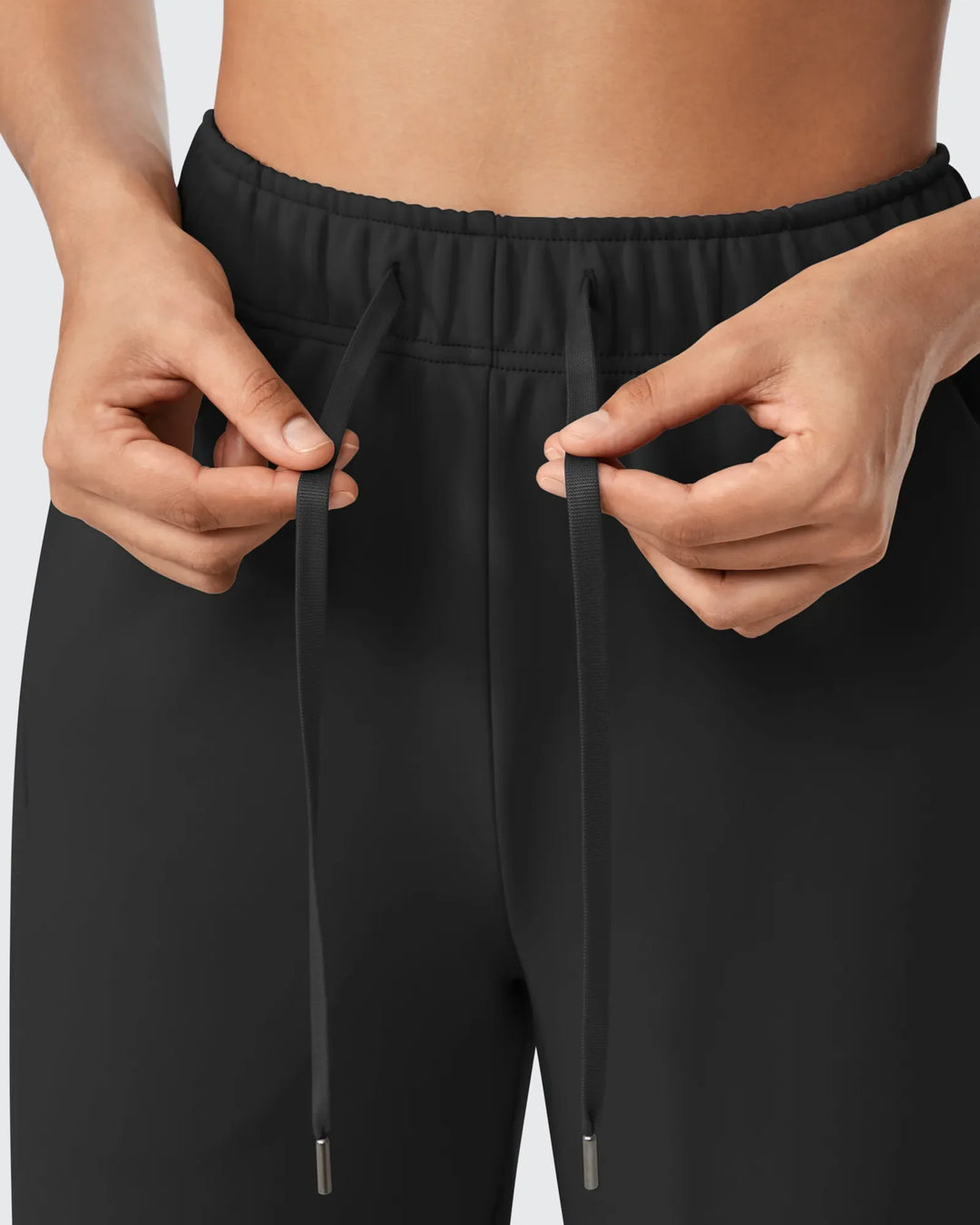 Pantaloni da donna foderati in pile, vestibilità casual, con coulisse
