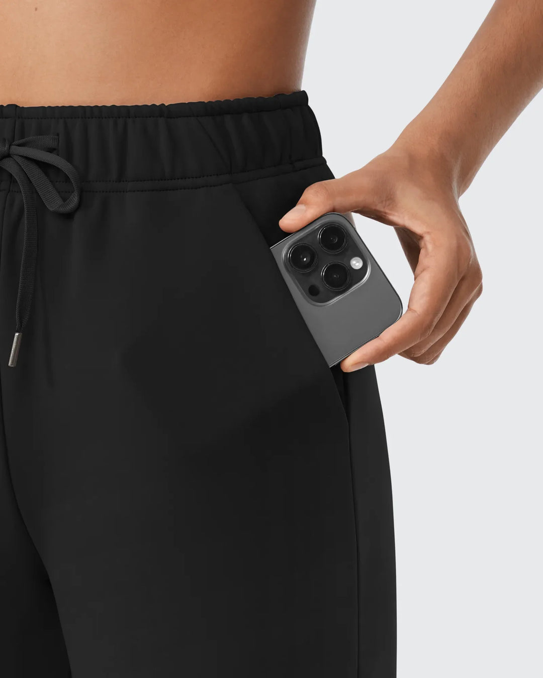 Pantaloni da donna foderati in pile, vestibilità casual, con coulisse