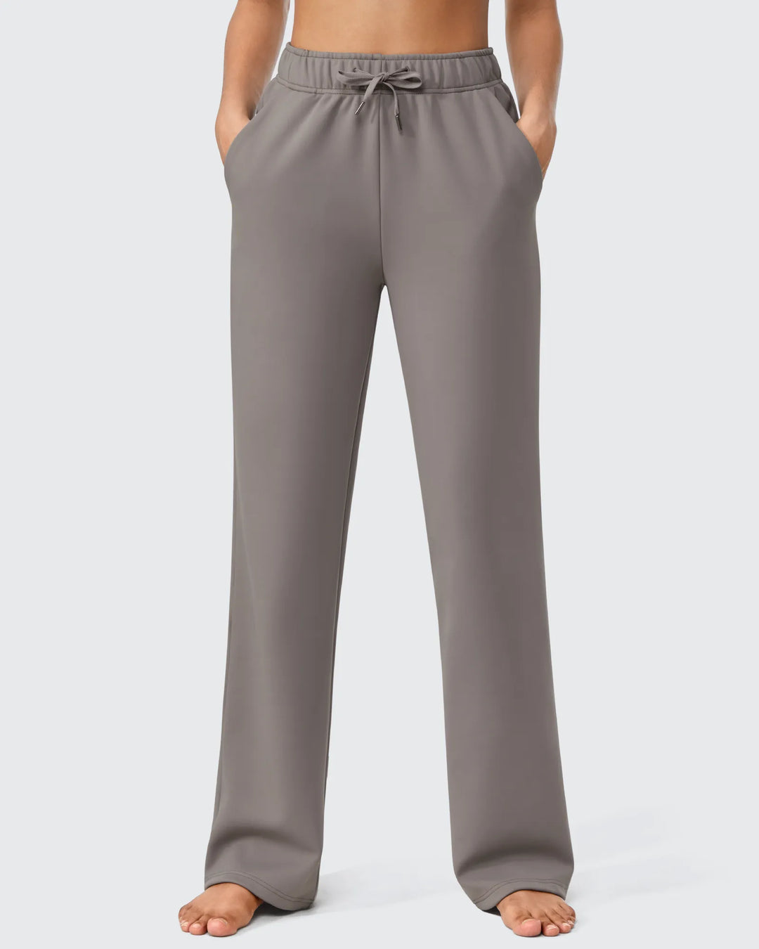 Pantaloni da donna foderati in pile, vestibilità casual, con coulisse