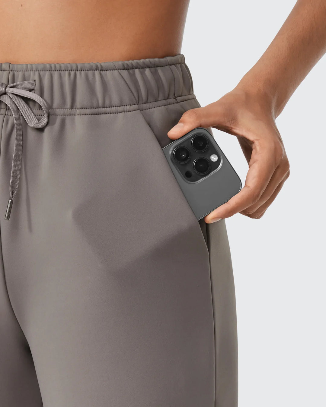 Pantaloni da donna foderati in pile, vestibilità casual, con coulisse