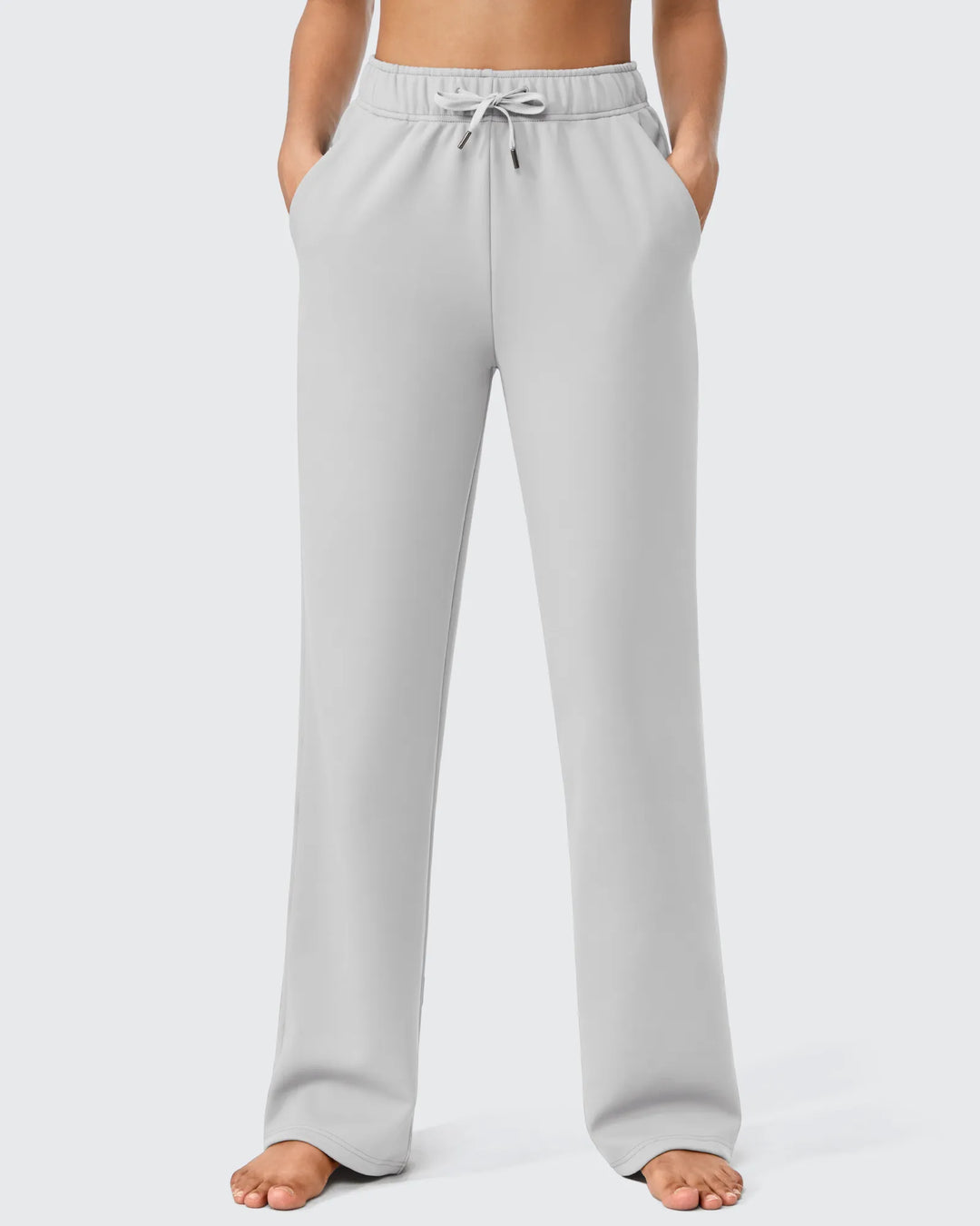 Pantaloni da donna foderati in pile, vestibilità casual, con coulisse