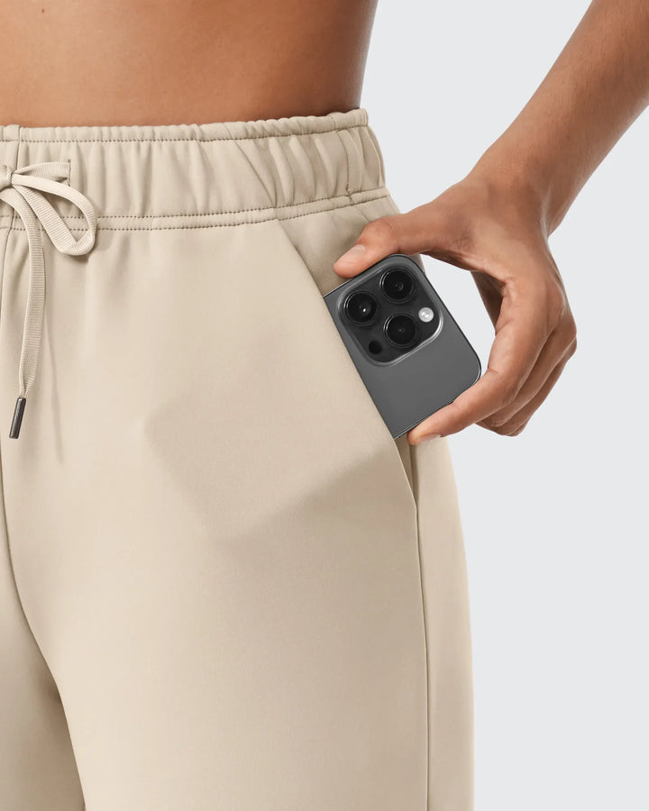 Pantaloni da donna foderati in pile, vestibilità casual, con coulisse