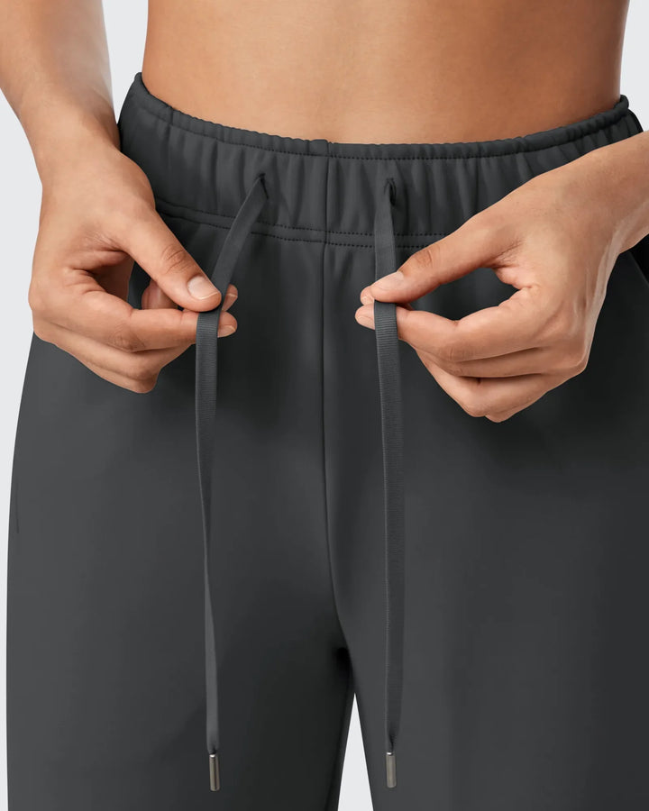 Pantaloni da donna foderati in pile, vestibilità casual, con coulisse