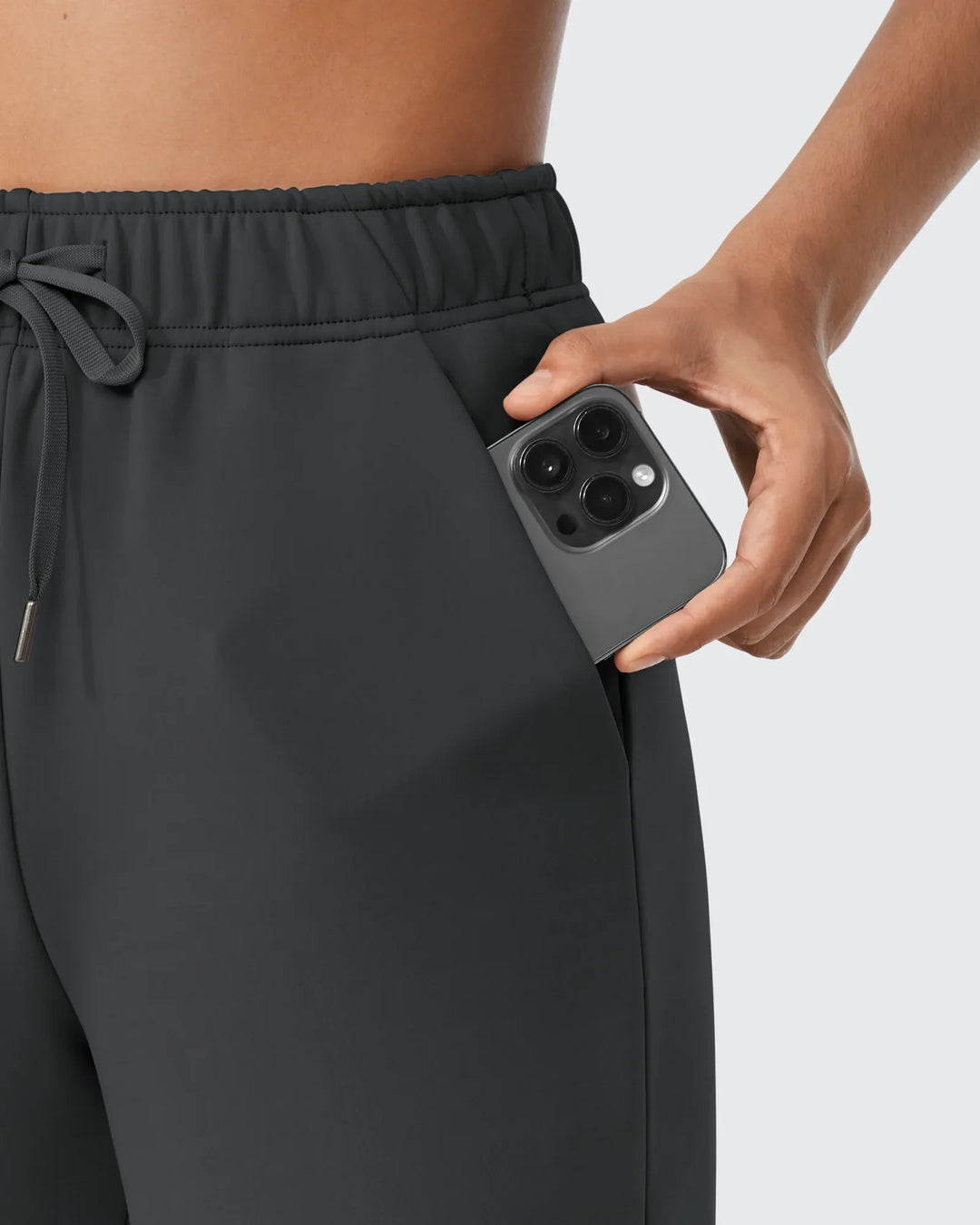 Pantaloni da donna foderati in pile, vestibilità casual, con coulisse