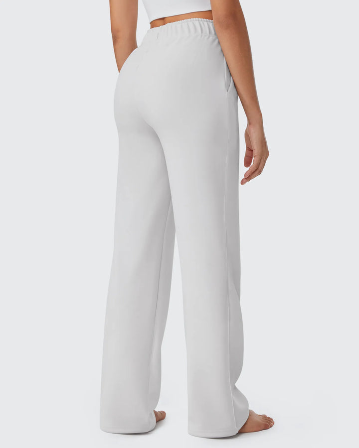 Pantaloni da donna foderati in pile, vestibilità casual, con coulisse