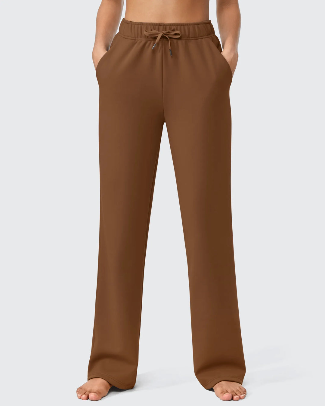 Pantaloni da donna foderati in pile, vestibilità casual, con coulisse