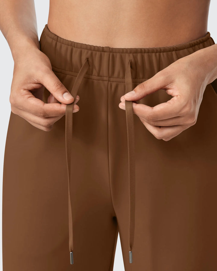 Pantaloni da donna foderati in pile, vestibilità casual, con coulisse
