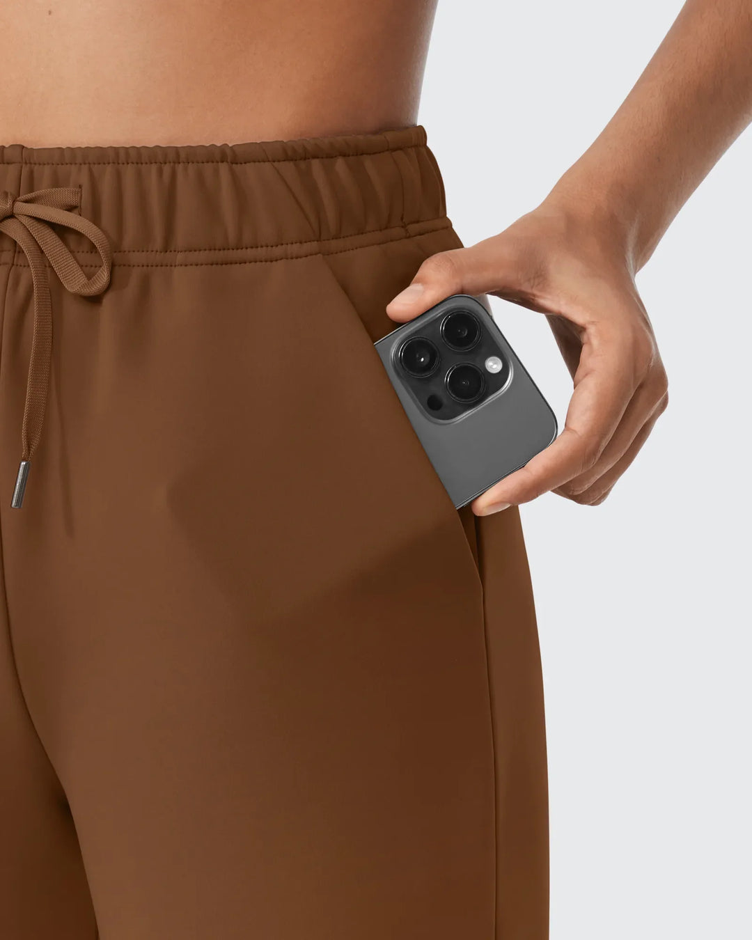 Pantaloni da donna foderati in pile, vestibilità casual, con coulisse