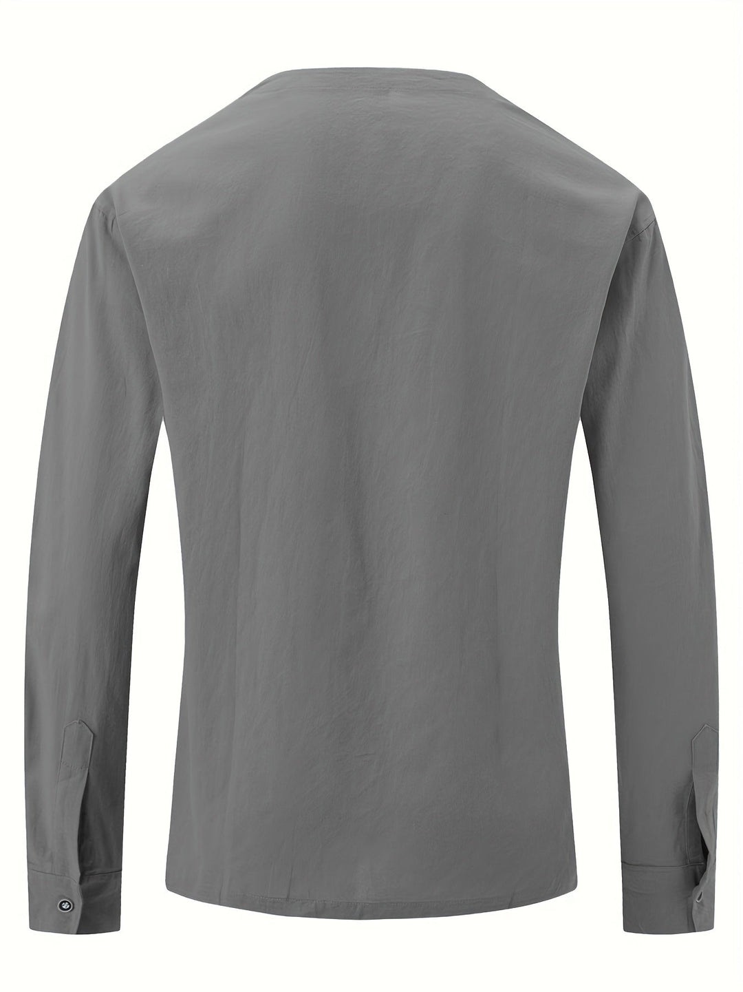 Vue arrière de la chemise Georges pour hommes, chemise boutonnée tendance à manches longues, couleur gris uni, coupe moderne et élégante.