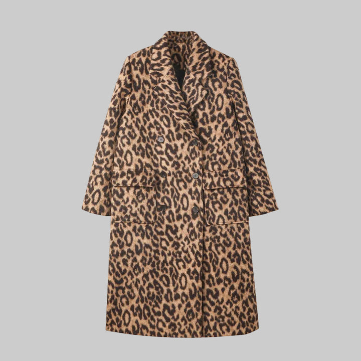 Manteau Long d’Hiver Femme – Imprimé Léopard en Coton Doux
