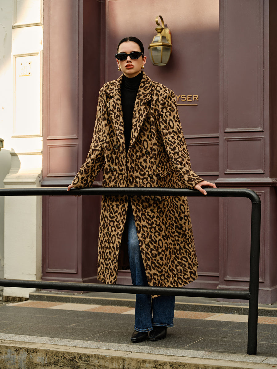 Manteau Long d’Hiver Femme – Imprimé Léopard en Coton Doux