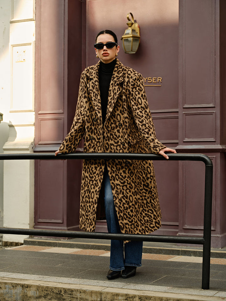 Manteau Long d’Hiver Femme – Imprimé Léopard en Coton Doux