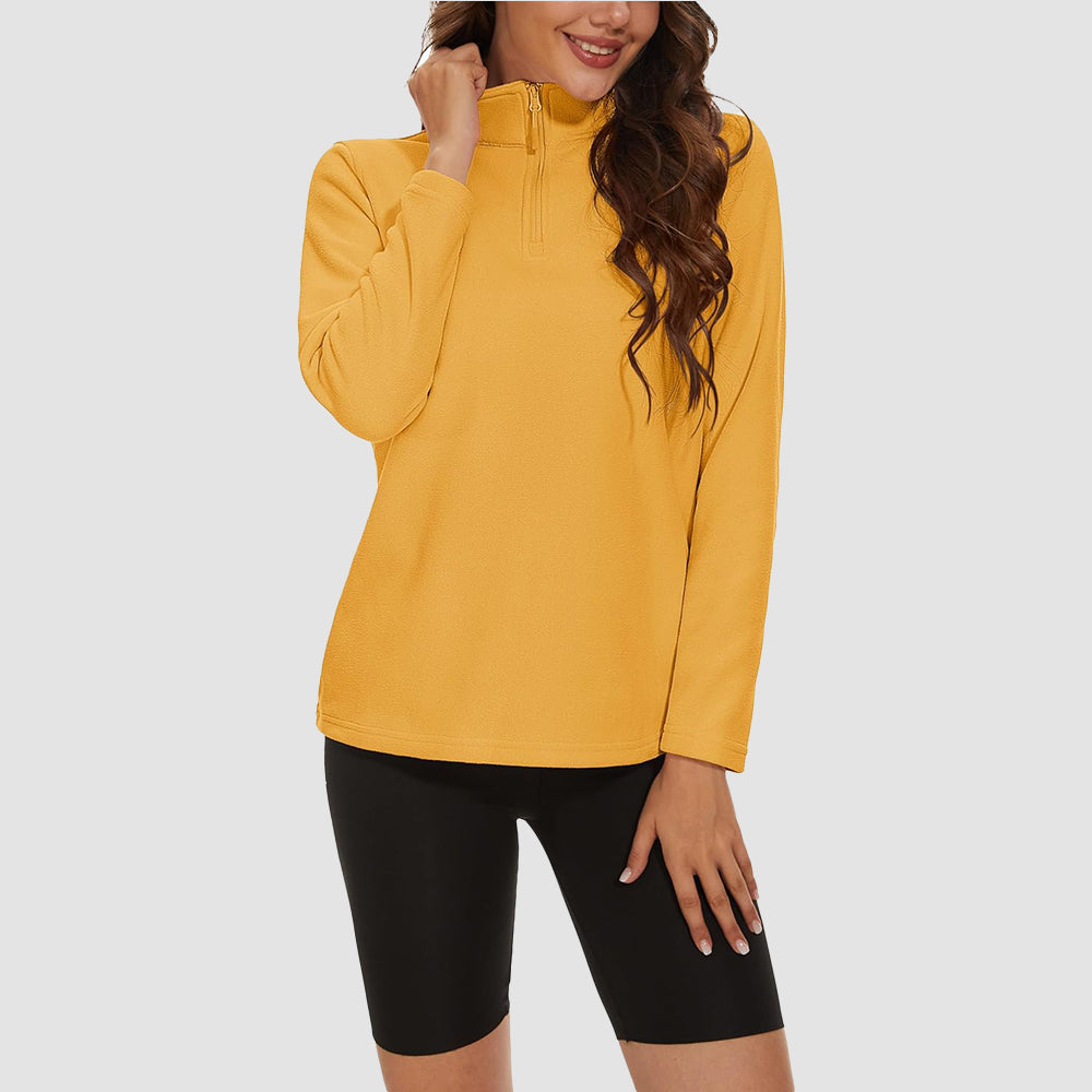 Pile da donna con collo alto e mezza zip