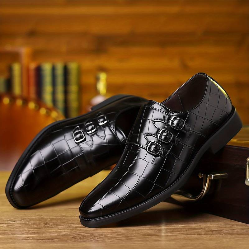 Chaussures Invité De Mariage De Soirée Pour Homme À Triple Boucle | Bout Pointu