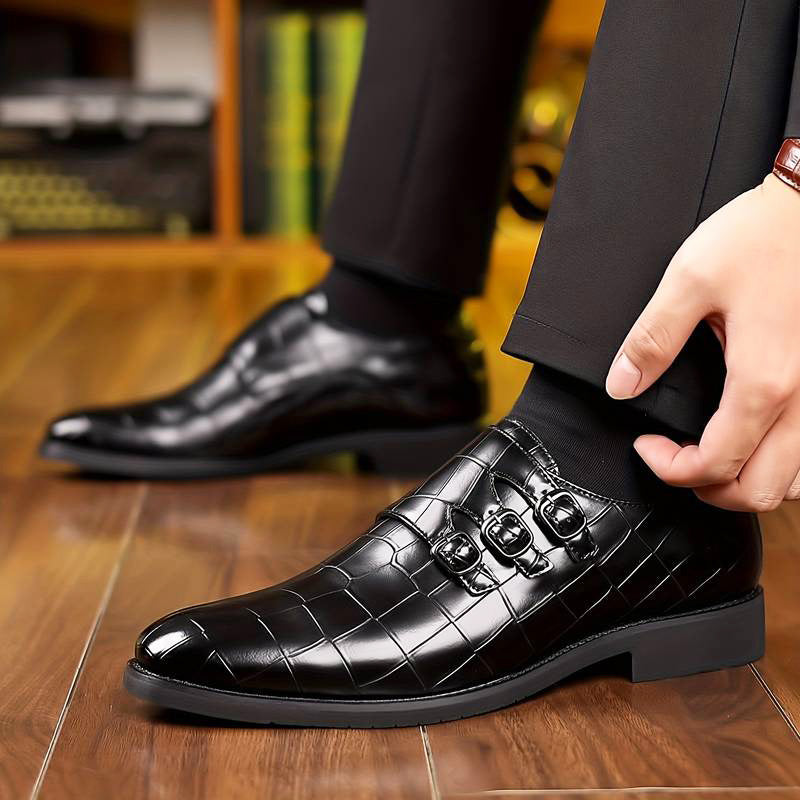 Chaussures Invité De Mariage De Soirée Pour Homme À Triple Boucle | Bout Pointu