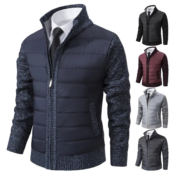 Cardigan Zippé Hybride Matelassé à Col Montant pour Homme