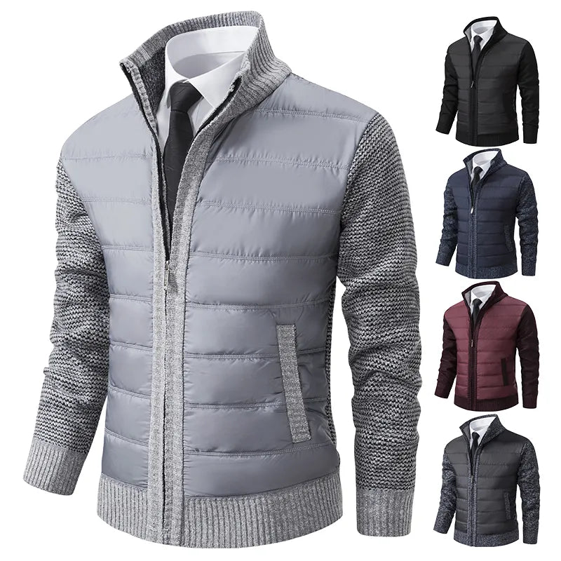 Cardigan Zippé Hybride Matelassé à Col Montant pour Homme