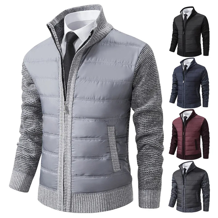Cardigan Zippé Hybride Matelassé à Col Montant pour Homme