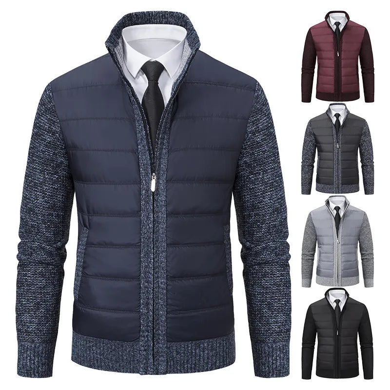 Cardigan Zippé Hybride Matelassé à Col Montant pour Homme