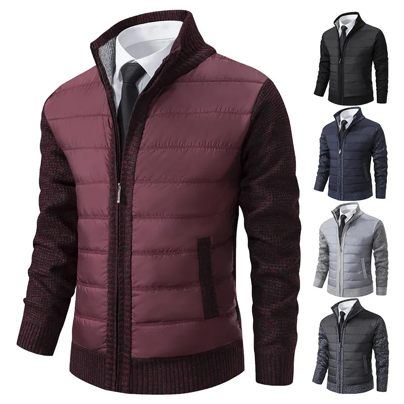Cardigan Zippé Hybride Matelassé à Col Montant pour Homme