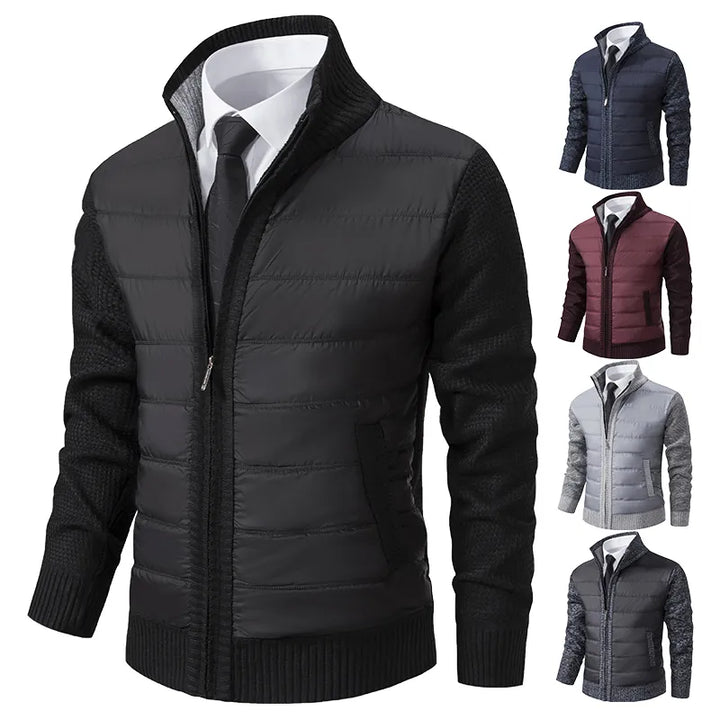 Cardigan Zippé Hybride Matelassé à Col Montant pour Homme