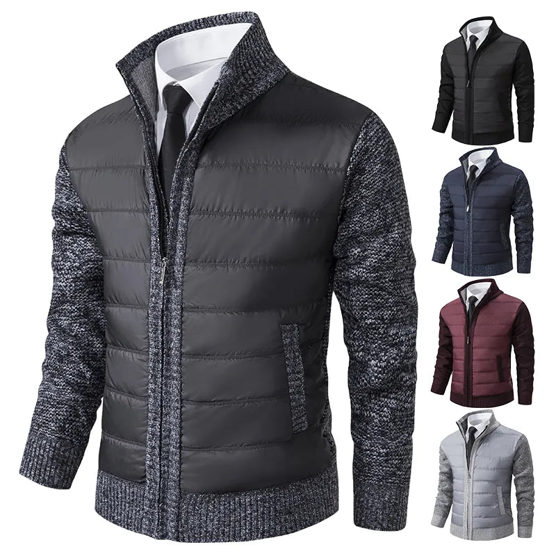 Cardigan Zippé Hybride Matelassé à Col Montant pour Homme