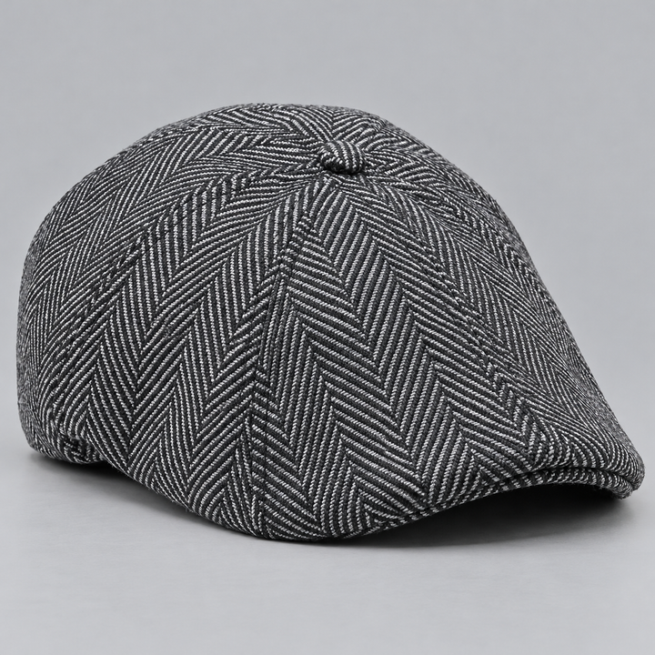 Gorra plana para hombre con diseño de espiga y ocho paneles