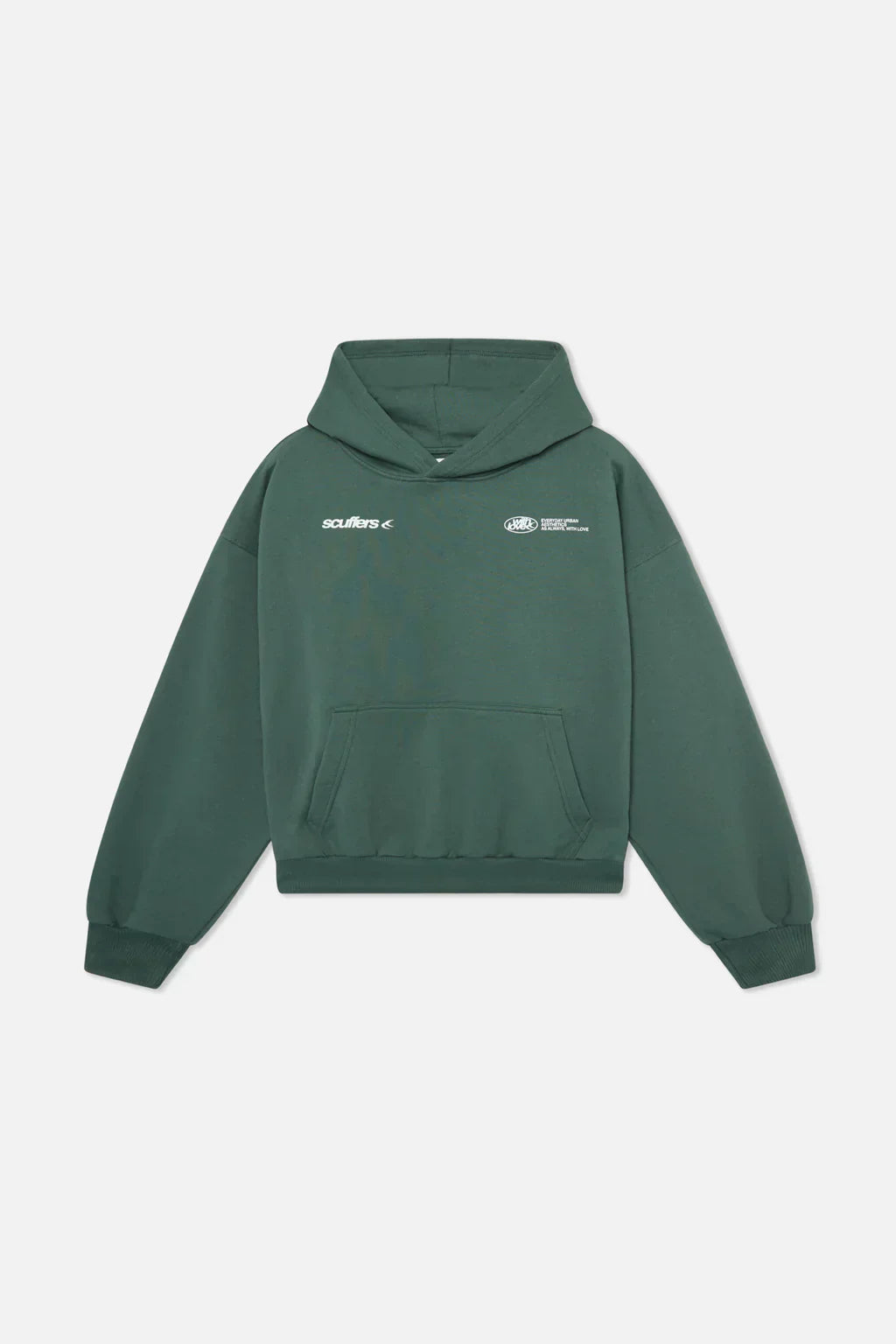 Oversized dameshoodie - tekst op de rug & kangoeroezak