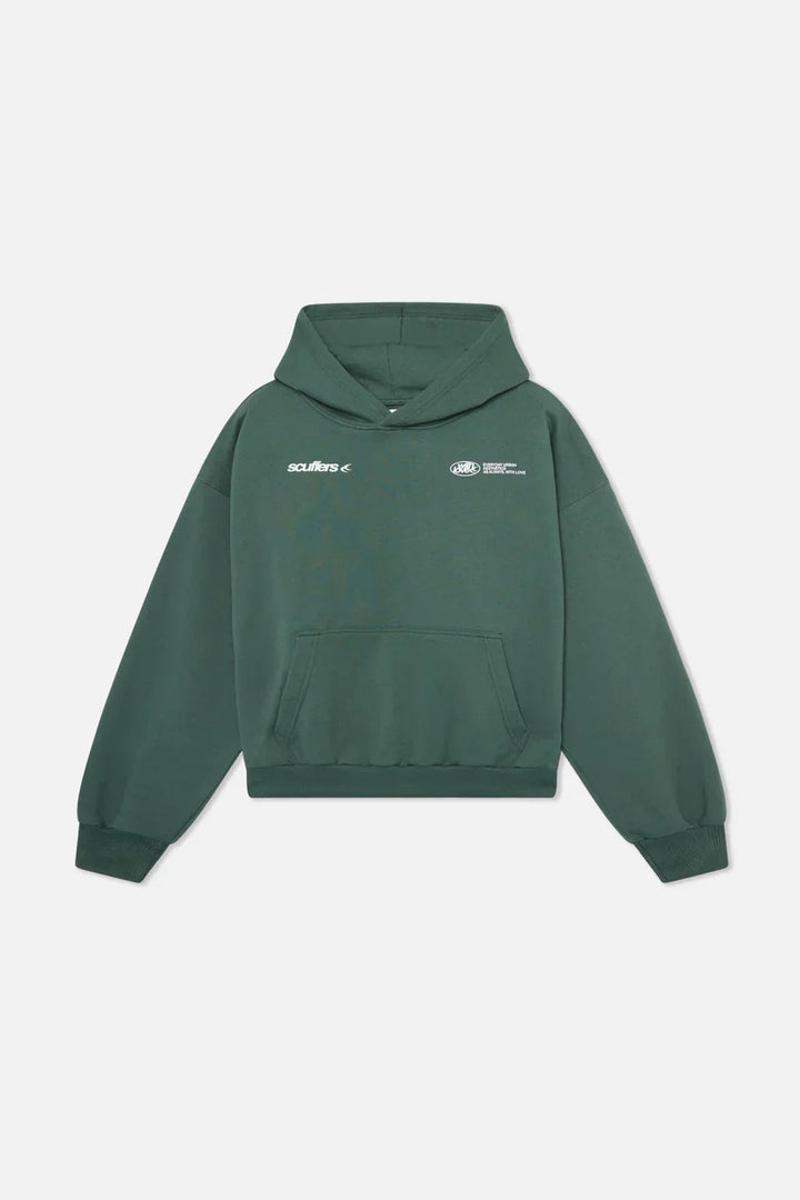 Oversized dameshoodie - tekst op de rug & kangoeroezak