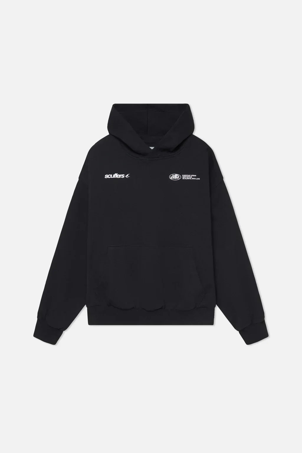 Oversized dameshoodie - tekst op de rug & kangoeroezak
