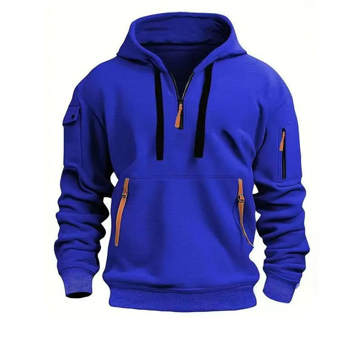 Hoodie voor heren - kraag met halve rits en zakken met rits