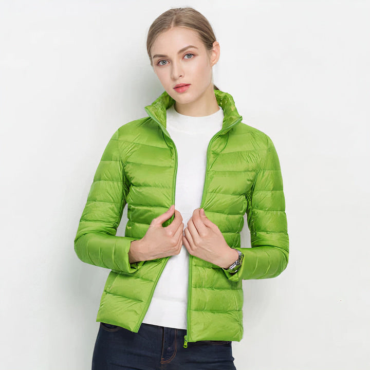 Veste Femme Légère Matelassée Col Haut Fermeture Zippée Et Poches Latérales