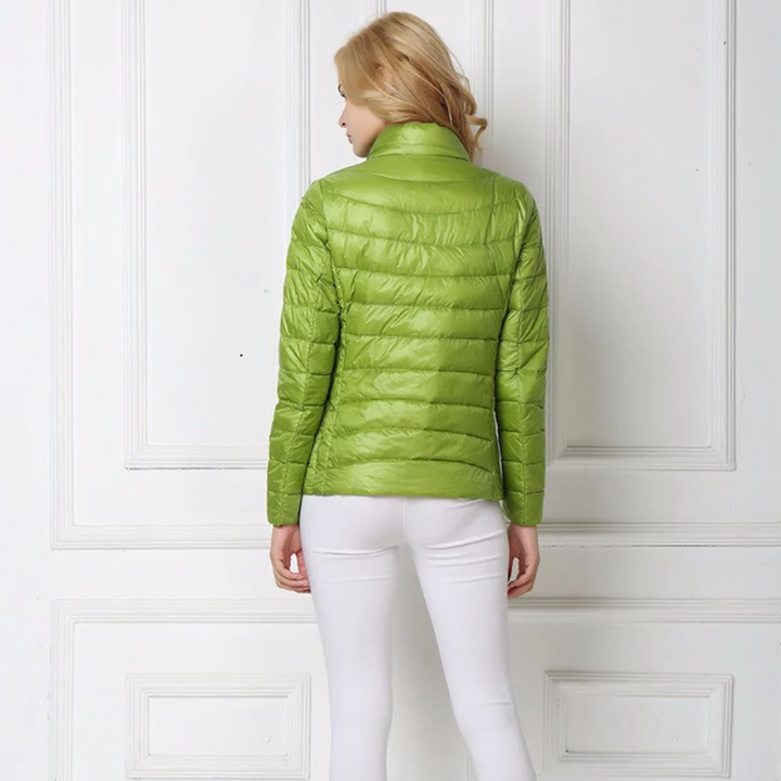 Veste Femme Légère Matelassée Col Haut Fermeture Zippée Et Poches Latérales