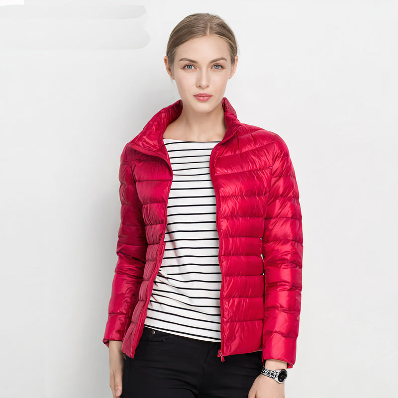 Veste Femme Légère Matelassée Col Haut Fermeture Zippée Et Poches Latérales