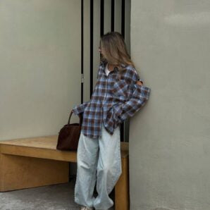 Chemise à Carreaux Oversize Femme – Flanelle  Coton à Manches Longues