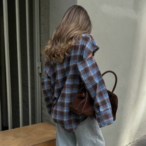 Chemise à Carreaux Oversize Femme – Flanelle  Coton à Manches Longues