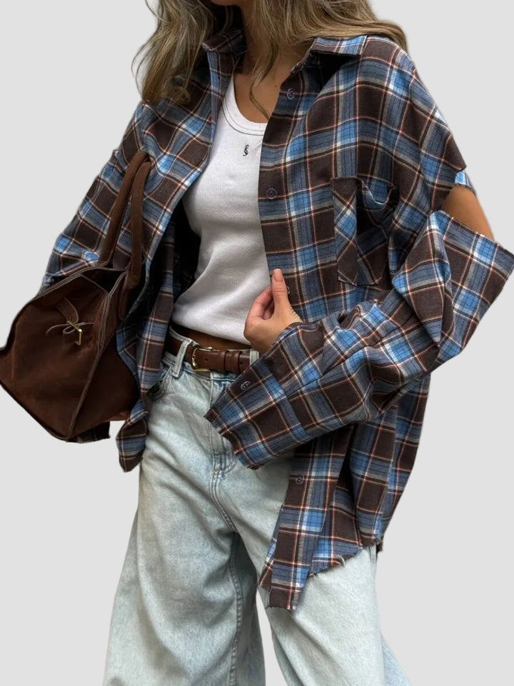 Chemise à Carreaux Oversize Femme – Flanelle  Coton à Manches Longues