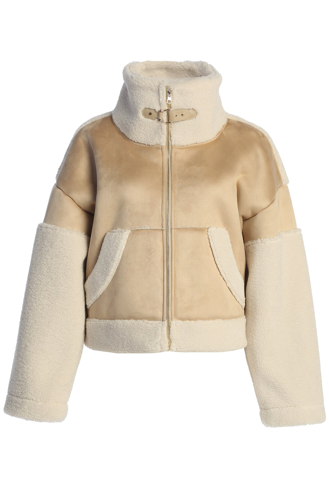 Women's High-Neck Sherpa and Faux Suede Vest