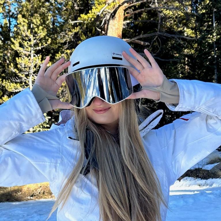 Maschera da sci da donna con lente a specchio antiappannamento