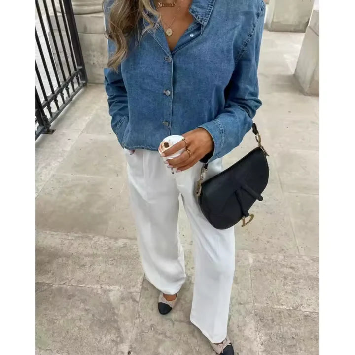 Chemise Courte Boutonnée Pour Femmes | Manches Longues