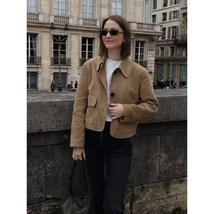 Femmes Bouton Court Veste En Duvet | Manches Longues