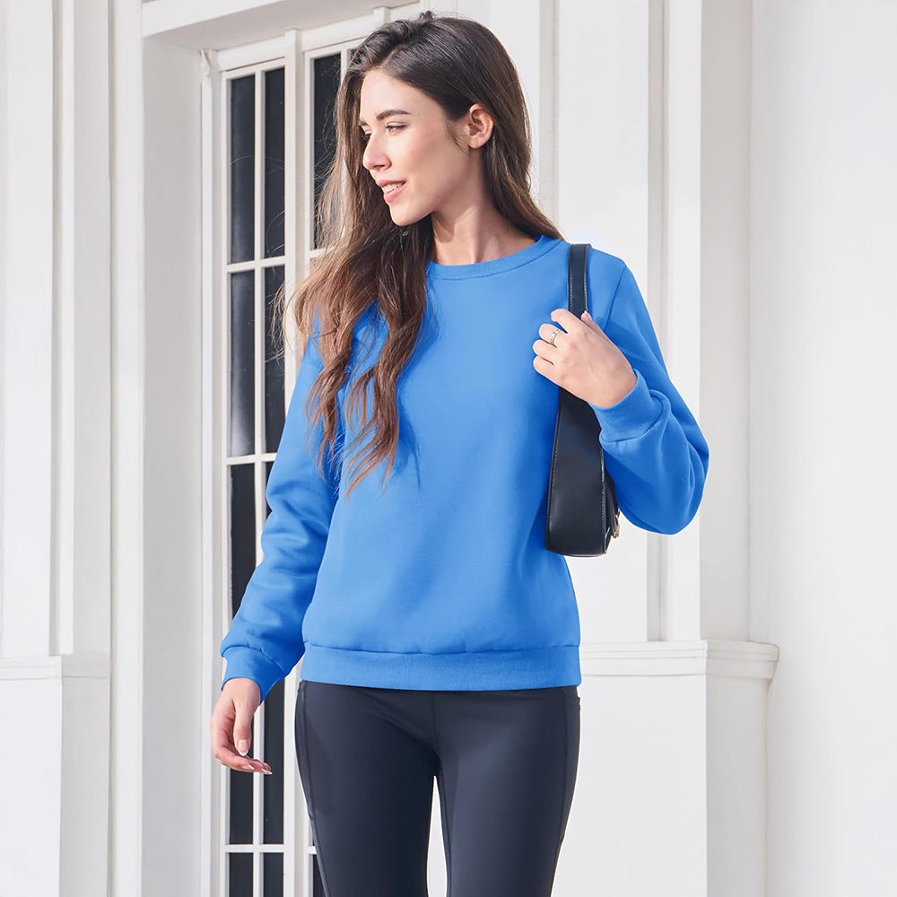 Dames-sweatshirt met fleecevoering en ronde hals