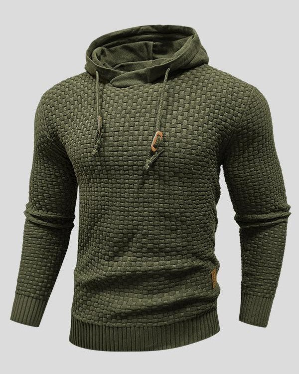 Sweat à Capuche en Maille Gaufrée à Cordon de Serrage pour Homme