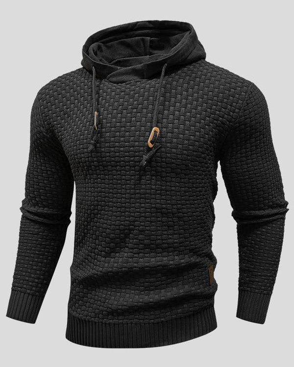 Sweat à Capuche en Maille Gaufrée à Cordon de Serrage pour Homme