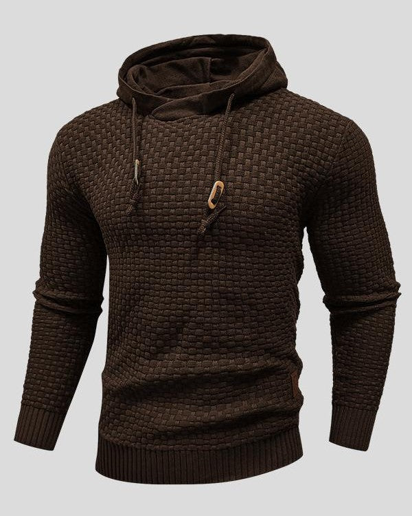 Sweat à Capuche en Maille Gaufrée à Cordon de Serrage pour Homme