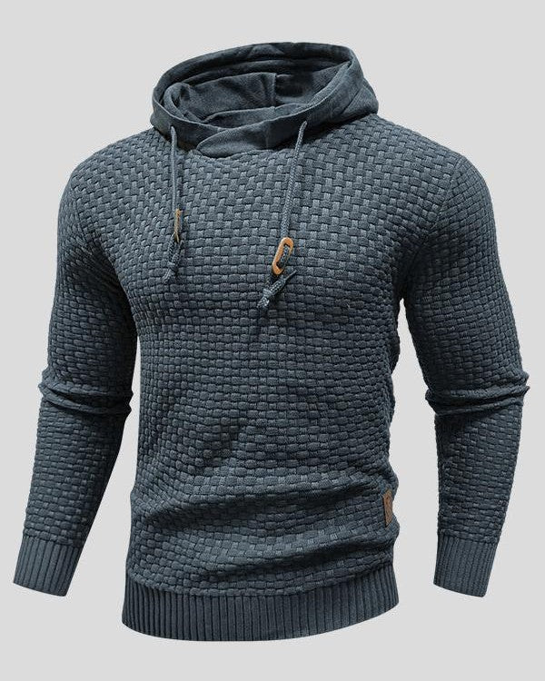 Sweat à Capuche en Maille Gaufrée à Cordon de Serrage pour Homme