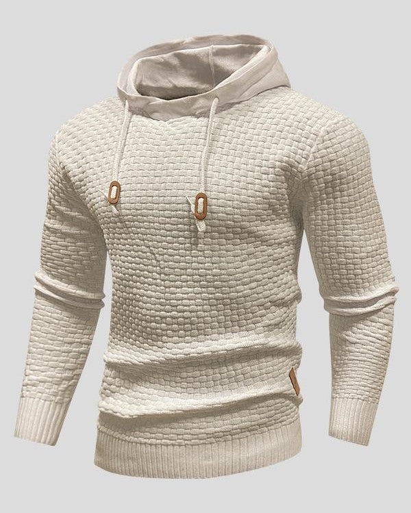 Sweat à Capuche en Maille Gaufrée à Cordon de Serrage pour Homme