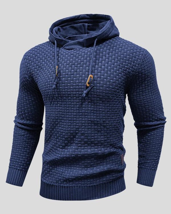 Sweat à Capuche en Maille Gaufrée à Cordon de Serrage pour Homme