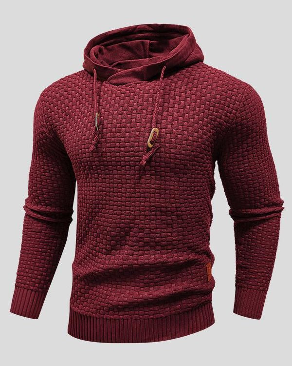 Sweat à Capuche en Maille Gaufrée à Cordon de Serrage pour Homme